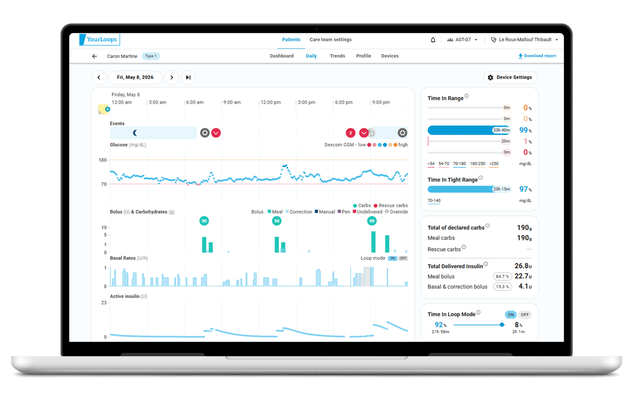 YourLoops-dashboard op een laptop.